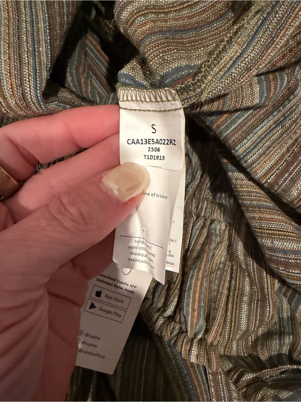 Cupshe Olive Striped Tie-Back Harem Jumpsuit - Picture 8 of 8